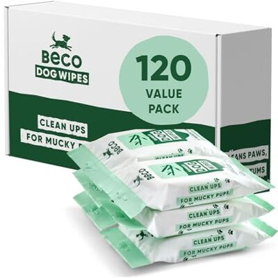 Beco Dog Wipes 6 Travel Packs of 20, Unscented, For Paws, Body & Bum, Plant-Based Grooming Wipes Beco Dog Wipes 6 Travel Packs of 20, Unscented, For Paws, Body & Bum, Plant-Based Grooming Wipes
