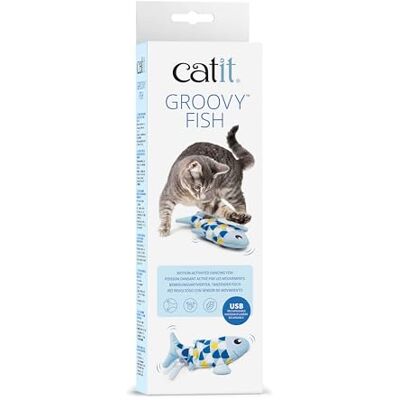 Catit Groovy Mini Fish, Motion-Activated Rechargable Cat Toy with Catnip Catit Groovy Mini Fish, Motion-Activated Rechargable Cat Toy with Catnip