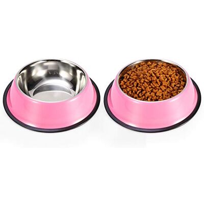 Podinor Stainless Steel Dog Bowls, Food and Water Non Slip Anti Skid Stackable Pet Puppy Dishes for Small, Medium and Large Dogs (2 Pack) Podinor Stainless Steel Dog Bowls, Food and Water Non Slip Anti Skid Stackable Pet Puppy Dishes for Small, Medium and Large Dogs (2 Pack)