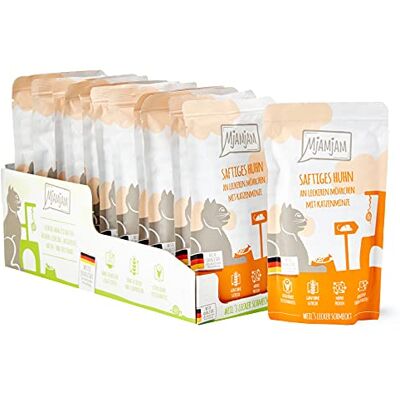 MjAMjAM premium wet food for cats Quetschie juicy chicken with delicious carrots, pack of 12 (12 x 125 g), grain-free with extra meat MjAMjAM premium wet food for cats Quetschie juicy chicken with delicious carrots, pack of 12 (12 x 125 g), grain-free with extra meat