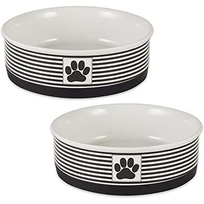 Bone Dry Paw & Patch Ceramic Pet Collection, Large Set, 7.5x2.4, Black, 2 Piece Bone Dry Paw & Patch Ceramic Pet Collection, Large Set, 7.5x2.4, Black, 2 Piece