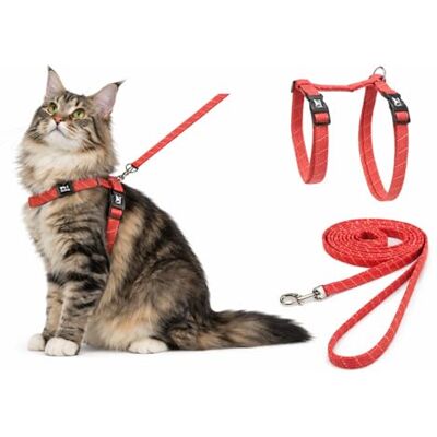 Flamingo cat harness large cat Elza coral 22-32cm 35-56cm leash 120cm adjustable nylon reflective with carabiner Flamingo cat harness large cat Elza coral 22-32cm 35-56cm leash 120cm adjustable nylon reflective with carabiner