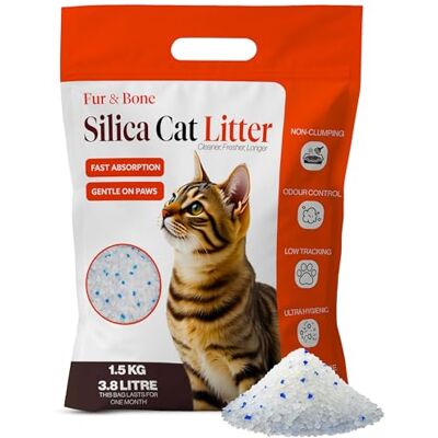 Fur & Bone 3.8L Silica Cat Litter Non-Clumping Cat Litter Crystals Ultra Absorbent, Fast-Drying & Low-Dust, Odor Control Crystal Granules, Easy to Clean for Housetraining Cats and Kittens Fur & Bone 3.8L Silica Cat Litter Non-Clumping Cat Litter Crystals Ultra Absorbent, Fast-Drying & Low-Dust, Odor Control Crystal Granules, Easy to Clean for Housetraining Cats and Kittens
