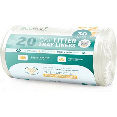 EcoBag – 20 Pack Cat Litter Tray Liners XL 30L size – 27 Microns Extra-Thick Leak-Proof Bags – Scratch Resistant, Heavy Duty, Universal Fit, Eco-Friendly Recyclable Material – 960 x 460mm EcoBag – 20 Pack Cat Litter Tray Liners XL 30L size – 27 Microns Extra-Thick Leak-Proof Bags – Scratch Resistant, Heavy Duty, Universal Fit, Eco-Friendly Recyclable Material – 960 x 460mm