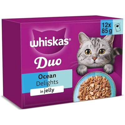 whiskas DUO Adult Wet Cat Food in Jelly 12x85g Ocean Delight (Pack of 4) whiskas DUO Adult Wet Cat Food in Jelly 12x85g Ocean Delight (Pack of 4)