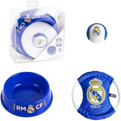 CERDÁ LIFE'S LITTLE MOMENTS Real Madrid Welcome Pet Set Official Pet Accessories Kit, Includes Toy, Feeder and Plaque CERDÁ LIFE'S LITTLE MOMENTS Real Madrid Welcome Pet Set Official Pet Accessories Kit, Includes Toy, Feeder and Plaque