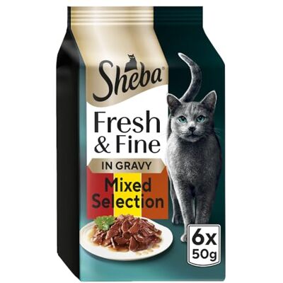 Sheba Fresh & Fine Cat Pouches with Beef & Chicken in Gravy 8 x 6x50g Sheba Fresh & Fine Cat Pouches with Beef & Chicken in Gravy 8 x 6x50g