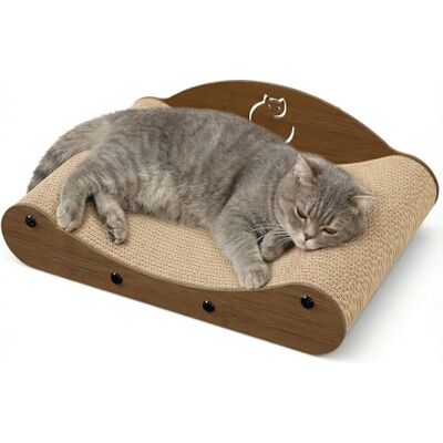 Gimars Cat Scratching Post 43 cm, Corrugated Cardboard Sofa for Cats & Scratching Mat, Indoor Cat Lounger, Furniture Protection (Walnut) Gimars Cat Scratching Post 43 cm, Corrugated Cardboard Sofa for Cats & Scratching Mat, Indoor Cat Lounger, Furniture Protection (Walnut)