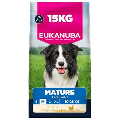 Eukanuba Fresh Chicken Complete Dry Dog Food For Mature Senior Medium Breed Dogs 15KG Eukanuba Fresh Chicken Complete Dry Dog Food For Mature Senior Medium Breed Dogs 15KG
