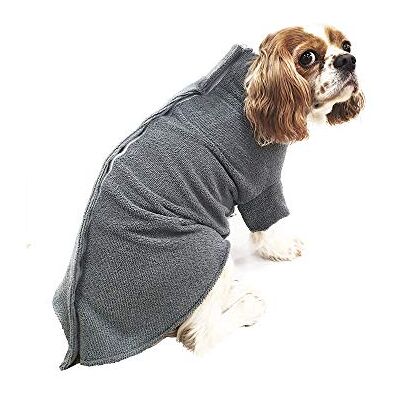 Ancol Simply Dry Deep Drying Dog Coat Grey Microfibre Fabric for Warmth and Dryness Fastens with Hook and Loop Tab 70cm Length/Large Ancol Simply Dry Deep Drying Dog Coat Grey Microfibre Fabric for Warmth and Dryness Fastens with Hook and Loop Tab 70cm Length/Large
