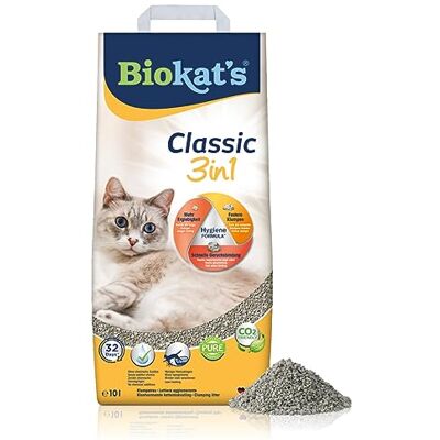 Biokat's Biokatʼs Classic 3in1 with fragrance-free formula Clumping cat litter with 3 different grain sizes 1 bag (1 x 10 L) Biokat's Biokatʼs Classic 3in1 with fragrance-free formula Clumping cat litter with 3 different grain sizes 1 bag (1 x 10 L)