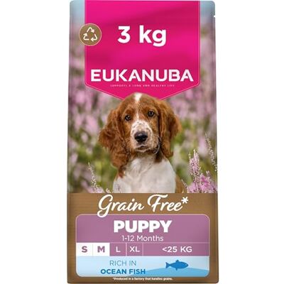 Eukanuba Grain Free Ocean Fish Complete Dry Puppy Food For Small & Medium Breed Dogs 3KG Eukanuba Grain Free Ocean Fish Complete Dry Puppy Food For Small & Medium Breed Dogs 3KG