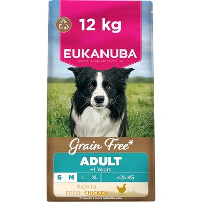 Eukanuba Grain Free Fresh Chicken Complete Dry Dog Food For Adult Small & Medium Breed Dogs 12KG Eukanuba Grain Free Fresh Chicken Complete Dry Dog Food For Adult Small & Medium Breed Dogs 12KG