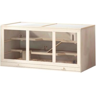 PawHut Wooden Hamster Cage Openable Top for Dwarf Hamster Tray Natural Small Animal Habitat, Gerbil Cage PawHut Wooden Hamster Cage Openable Top for Dwarf Hamster Tray Natural Small Animal Habitat, Gerbil Cage