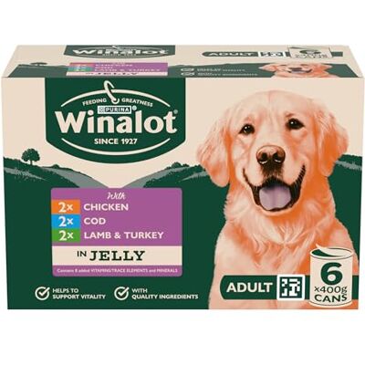 Winalot Classics Mixed in Jelly with Cod Wet Dog Food 6x400g (Pack of 4) Winalot Classics Mixed in Jelly with Cod Wet Dog Food 6x400g (Pack of 4)