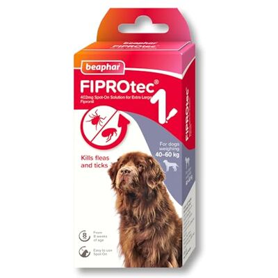 Beaphar FIPROtec Spot-On Flea & Tick Treatment for Extra Large Dogs 40-60kg – 1 Pipette Kills Fleas & Ticks – Veterinary Medicine Easy to Apply Monthly For Dogs & Puppies from 8 Weeks Old Beaphar FIPROtec Spot-On Flea & Tick Treatment for Extra Large Dogs 40-60kg – 1 Pipette Kills Fleas & Ticks – Veterinary Medicine Easy to Apply Monthly For Dogs & Puppies from 8 Weeks Old