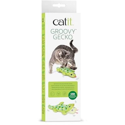 Catit Groovy Mini Gecko, Motion-Activated Rechargable Cat Toy with Catnip Catit Groovy Mini Gecko, Motion-Activated Rechargable Cat Toy with Catnip