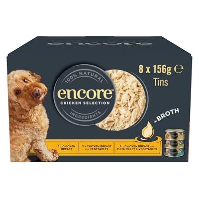 Encore 100% Natural Adult Wet Dog Food, Chicken Selection Multipack in Broth 156g Tin (8 x 156g Tins) Encore 100% Natural Adult Wet Dog Food, Chicken Selection Multipack in Broth 156g Tin (8 x 156g Tins)