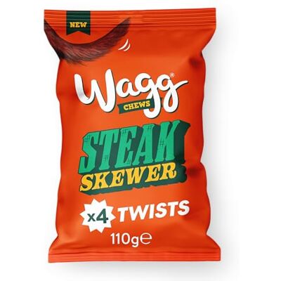 Wagg Chews Dog Treats Steak Skewer Sticks 110g (Pack of 12) Wagg Chews Dog Treats Steak Skewer Sticks 110g (Pack of 12)