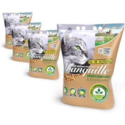 Tranquille Vegecompost Clumping Cat Litter 4 Litres Pack of 4 Tranquille Vegecompost Clumping Cat Litter 4 Litres Pack of 4