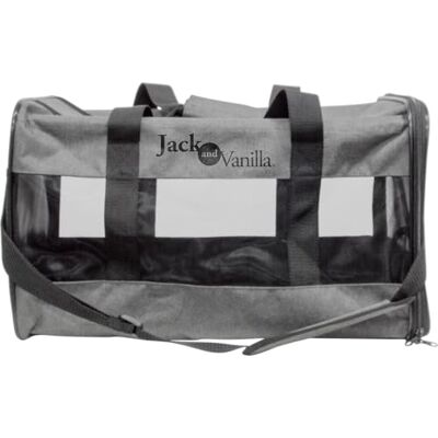 JACK AND VANILLA Travelsporttransporteur, Pet Carrier 30 x 50 x 30 cm, Lightweight and Waterproof, with Optimal Ventilation, Ergonomic Handles, Modern Design Grey/Black, Travel Model JACK AND VANILLA Travelsporttransporteur, Pet Carrier 30 x 50 x 30 cm, Lightweight and Waterproof, with Optimal Ventilation, Ergonomic Handles, Modern Design Grey/Black, Travel Model