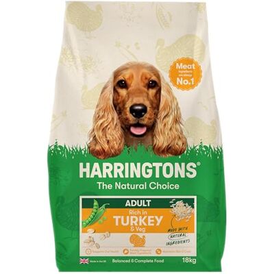 HARRINGTONS Complete Dry Adult Dog Food Turkey & Veg 18kg Made with All Natural Ingredients (Packaging may vary) HARRINGTONS Complete Dry Adult Dog Food Turkey & Veg 18kg Made with All Natural Ingredients (Packaging may vary)