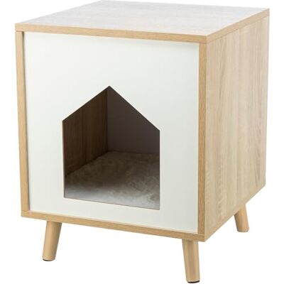 TRIXIE Isa Indoor Cat Condo, Modern Cat Bed Side Table & Nightstand, Cat Hideaway Cave with Cozy Cushion TRIXIE Isa Indoor Cat Condo, Modern Cat Bed Side Table & Nightstand, Cat Hideaway Cave with Cozy Cushion