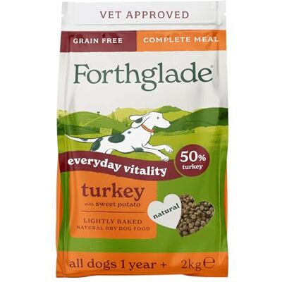 Forthglade Dry Dog Food, Lightly Baked, (2kg), Hypoallergenic and Grain Free Dog Food, Adult 1 Year +, Turkey With Sweet Potato, Completed and Balanced Meal, 50% Single Source Protein Forthglade Dry Dog Food, Lightly Baked, (2kg), Hypoallergenic and Grain Free Dog Food, Adult 1 Year +, Turkey With Sweet Potato, Completed and Balanced Meal, 50% Single Source Protein