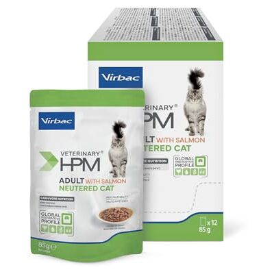 Virbac VETERINARY HPM Adult Neutered Cat Wet Food With Salmon Chunks In Gravy 12 x 85g Pouches Virbac VETERINARY HPM Adult Neutered Cat Wet Food With Salmon Chunks In Gravy 12 x 85g Pouches