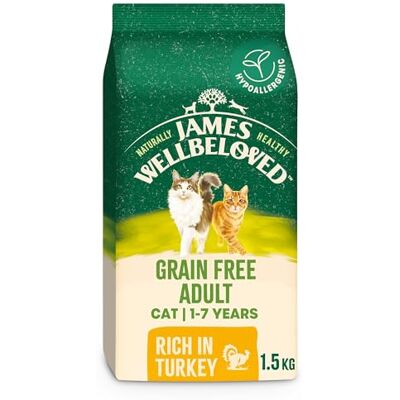 James Wellbeloved Hypoallergenic Dry Cat Food for Adult Cats Grain Free Turkey 1.5 kg James Wellbeloved Hypoallergenic Dry Cat Food for Adult Cats Grain Free Turkey 1.5 kg