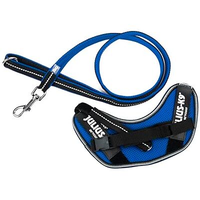 Julius-K9 IDC Powair Bundle IDC Powair Harness, Size: XS/Mini-Mini, Blue + IDC Powair Leash, Size: 1,2 m with Handle and Small Carabiner, Blue Julius-K9 IDC Powair Bundle IDC Powair Harness, Size: XS/Mini-Mini, Blue + IDC Powair Leash, Size: 1,2 m with Handle and Small Carabiner, Blue
