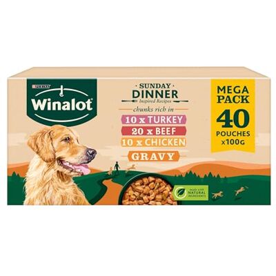 Winalot Sunday Dinner Mixed in Gravy Wet Dog Food 40x100g Winalot Sunday Dinner Mixed in Gravy Wet Dog Food 40x100g