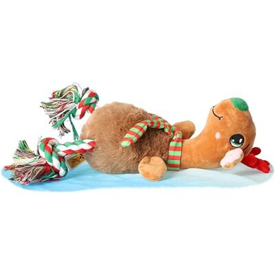 Dingo Waldemar Rutkowski DINGO Plush Reindeer Dog Toy with Scarf, Rope Legs and Sewn-in Squeaker, Funny for Dog Training, Tug of War, Fetch, Play, 32 cm Long, Multicolor 17472 Dingo Waldemar Rutkowski DINGO Plush Reindeer Dog Toy with Scarf, Rope Legs and Sewn-in Squeaker, Funny for Dog Training, Tug of War, Fetch, Play, 32 cm Long, Multicolor 17472