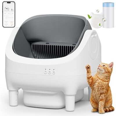 JUMMICO Self Cleaning Cat Litter Tray, 8 Safety Sensors Automatic Litter Box with 12L Large Waste Bin, App Control,XXL Top Open Large Cat Litter Tray for 15kg Big Cats, Easy to Clean JUMMICO Self Cleaning Cat Litter Tray, 8 Safety Sensors Automatic Litter Box with 12L Large Waste Bin, App Control,XXL Top Open Large Cat Litter Tray for 15kg Big Cats, Easy to Clean