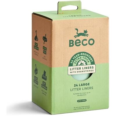 Beco Cat Litter Tray Liners Extra Thick Heavy Duty Drawstring Bags, Tear Resistant for Your Kitty Litter Box Easy Clean Up Large, 24 Pack Beco Cat Litter Tray Liners Extra Thick Heavy Duty Drawstring Bags, Tear Resistant for Your Kitty Litter Box Easy Clean Up Large, 24 Pack