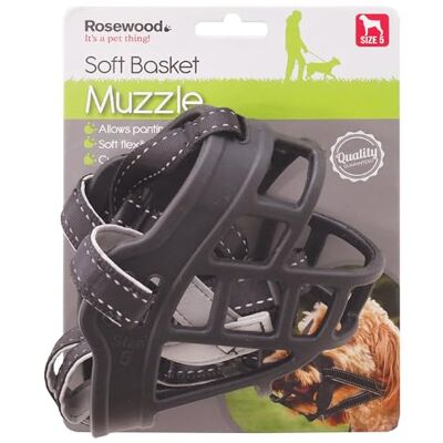 Rosewood Soft Basket Muzzle for Dogs – Padded Straps for Comfort, Ideal for Bite Risk, Wound Licking, Vets, Wildlife Hunting, Busy Environments – Comfortable and Adjustable Fit, Size 5 Rosewood Soft Basket Muzzle for Dogs – Padded Straps for Comfort, Ideal for Bite Risk, Wound Licking, Vets, Wildlife Hunting, Busy Environments – Comfortable and Adjustable Fit, Size 5