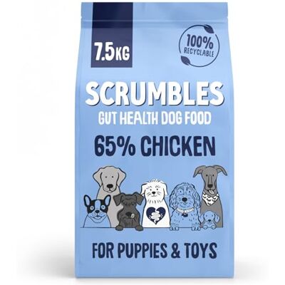 Scrumbles Natural Gluten-Free Dog Dry Food With Fresh Chicken, For Puppies And Adult Toy Breeds, 7.5Kg Scrumbles Natural Gluten-Free Dog Dry Food With Fresh Chicken, For Puppies And Adult Toy Breeds, 7.5Kg