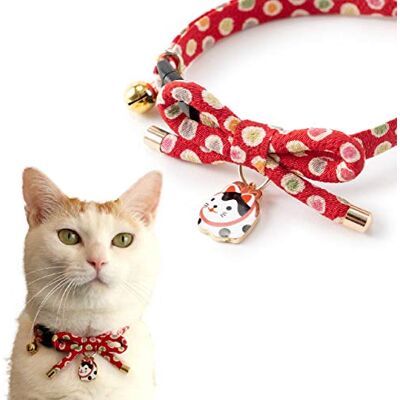 猫壱 Necoichi ZEN Hariko Charm Cat Collar, Red, 0.04 kg 猫壱 Necoichi ZEN Hariko Charm Cat Collar, Red, 0.04 kg