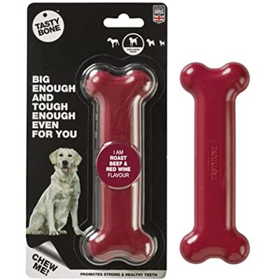 Tasty Bone TastyBone Nylon Dog Chew Toy for Large Dogs (Roast Beef & Red Wine) Indestructible for Aggressive Chewers, Everlasting Flavour, Strong Healthy Teeth, Made in the UK Tasty Bone TastyBone Nylon Dog Chew Toy for Large Dogs (Roast Beef & Red Wine) Indestructible for Aggressive Chewers, Everlasting Flavour, Strong Healthy Teeth, Made in the UK