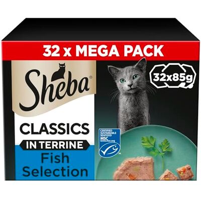 Sheba Classics Cat Food Trays Ocean Collection in Terrine 32x85g Sheba Classics Cat Food Trays Ocean Collection in Terrine 32x85g