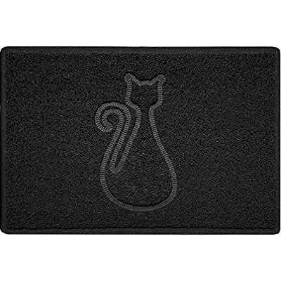 Nicoman CAT Shape Cat Litter Box Mat, Dog Food Feeding Tray Matt, Non-Slip, Easy Clean, Washable(60x40cm,Small),BLACK Nicoman CAT Shape Cat Litter Box Mat, Dog Food Feeding Tray Matt, Non-Slip, Easy Clean, Washable(60x40cm,Small),BLACK