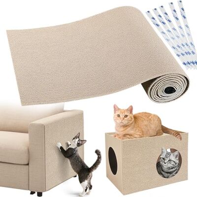 Gimars 40×200cm Thickened Self Adhesive Cat Scratching Mat, DIY Cuttable Climbing Wall Scratch Pad, Anti Scratch Furniture Protector for Sofa, Wall, Floor, Carpet (Khaki) Gimars 40×200cm Thickened Self Adhesive Cat Scratching Mat, DIY Cuttable Climbing Wall Scratch Pad, Anti Scratch Furniture Protector for Sofa, Wall, Floor, Carpet (Khaki)