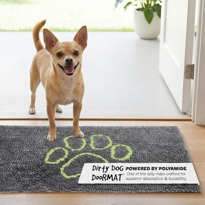 DOG GONE SMART PET PRODUCTS Dog Gone Smart Dirty Dog Microfiber Doormat, Super Absorbent, Machine Washable with Non-Slip Backing, Small, Cool Grey DOG GONE SMART PET PRODUCTS Dog Gone Smart Dirty Dog Microfiber Doormat, Super Absorbent, Machine Washable with Non-Slip Backing, Small, Cool Grey