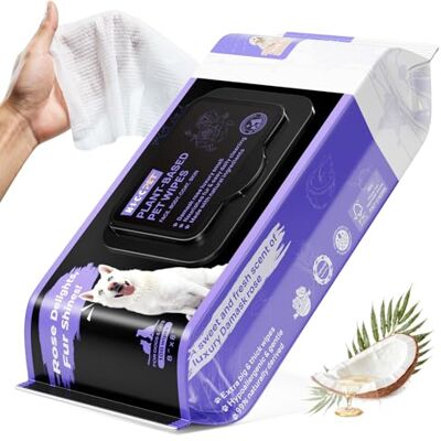 HICC PET Cleaning Deodorizing Wipes for Dogs & Cats, Vet Recommended Nourishes Smoothes Fur Pet Grooming Wipes with Fermented Coconut Oil (100 Counts (Thicken), Rose) HICC PET Cleaning Deodorizing Wipes for Dogs & Cats, Vet Recommended Nourishes Smoothes Fur Pet Grooming Wipes with Fermented Coconut Oil (100 Counts (Thicken), Rose)