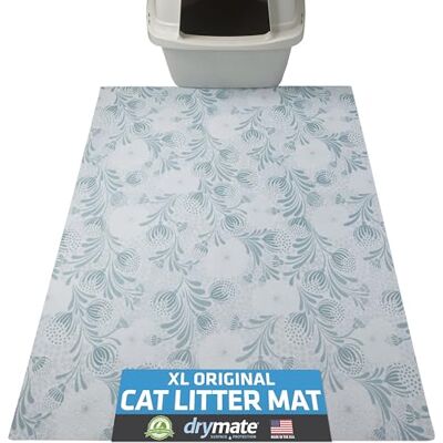 Drymate XL Original Cat Litter Mat, Contains Mess from Box, Protects Floors, Urine-Proof, Machine Washable, Soft on Kitty Paws, Absorbent, Waterproof (USA Made, Recycled Content)(29”x36”)(Blue Floral) Drymate XL Original Cat Litter Mat, Contains Mess from Box, Protects Floors, Urine-Proof, Machine Washable, Soft on Kitty Paws, Absorbent, Waterproof (USA Made, Recycled Content)(29”x36”)(Blue Floral)