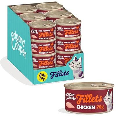 Edgard & Cooper Wet Cat Food, Fillets In Broth, 24 x 70g Chicken, Grain-Free Cat Food, Natural Ingredients, Also For Sterilised Cats, Real Chicken, No Added Sugar Edgard & Cooper Wet Cat Food, Fillets In Broth, 24 x 70g Chicken, Grain-Free Cat Food, Natural Ingredients, Also For Sterilised Cats, Real Chicken, No Added Sugar