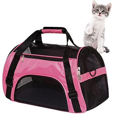 MuchL Small Pink Cat Dog Pet Carrier Airline Approved up to 15 Lbs, Soft-Sided, Mesh, Waterproof, Portable, Perfect for Small Animals, Kittens, Cats, Puppies, Rabbits, Vets or Travel MuchL Small Pink Cat Dog Pet Carrier Airline Approved up to 15 Lbs, Soft-Sided, Mesh, Waterproof, Portable, Perfect for Small Animals, Kittens, Cats, Puppies, Rabbits, Vets or Travel