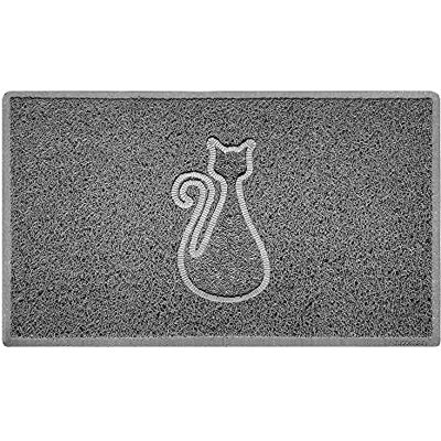 Nicoman CAT Shape Cat Litter Box Mat, Dog Food Feeding Tray Matt, Non-Slip, Easy Clean, Washable(75x44cm,Medium),GREY Nicoman CAT Shape Cat Litter Box Mat, Dog Food Feeding Tray Matt, Non-Slip, Easy Clean, Washable(75x44cm,Medium),GREY