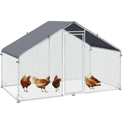 PawHut PawHut Walk In Chicken Run Large Galvanised Chicken Coop with Cover 3 x 1.7 x 1.9m PawHut PawHut Walk In Chicken Run Large Galvanised Chicken Coop with Cover 3 x 1.7 x 1.9m