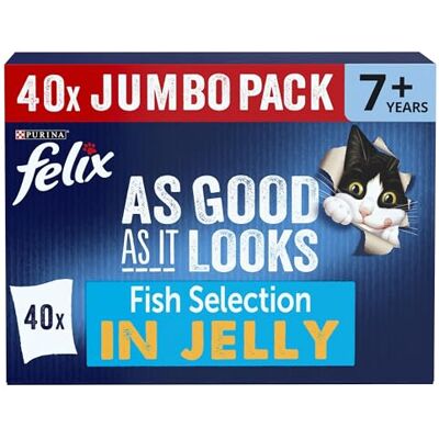 Felix As Good As it Looks Senior 7+ Fish Selection in Jelly Wet Cat Food 40x85g Felix As Good As it Looks Senior 7+ Fish Selection in Jelly Wet Cat Food 40x85g